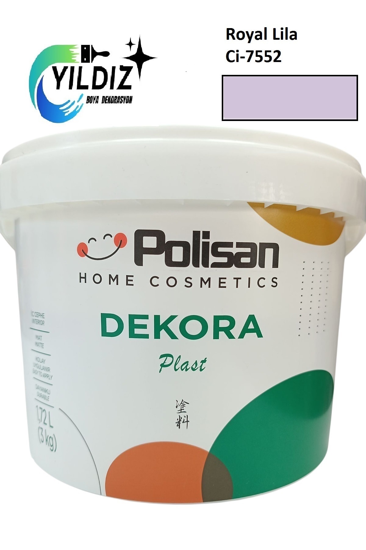 Dekora Plast Ekonomik Fiyatlı İç Cephe Duvar Boyası 3 Kg Royal Lila