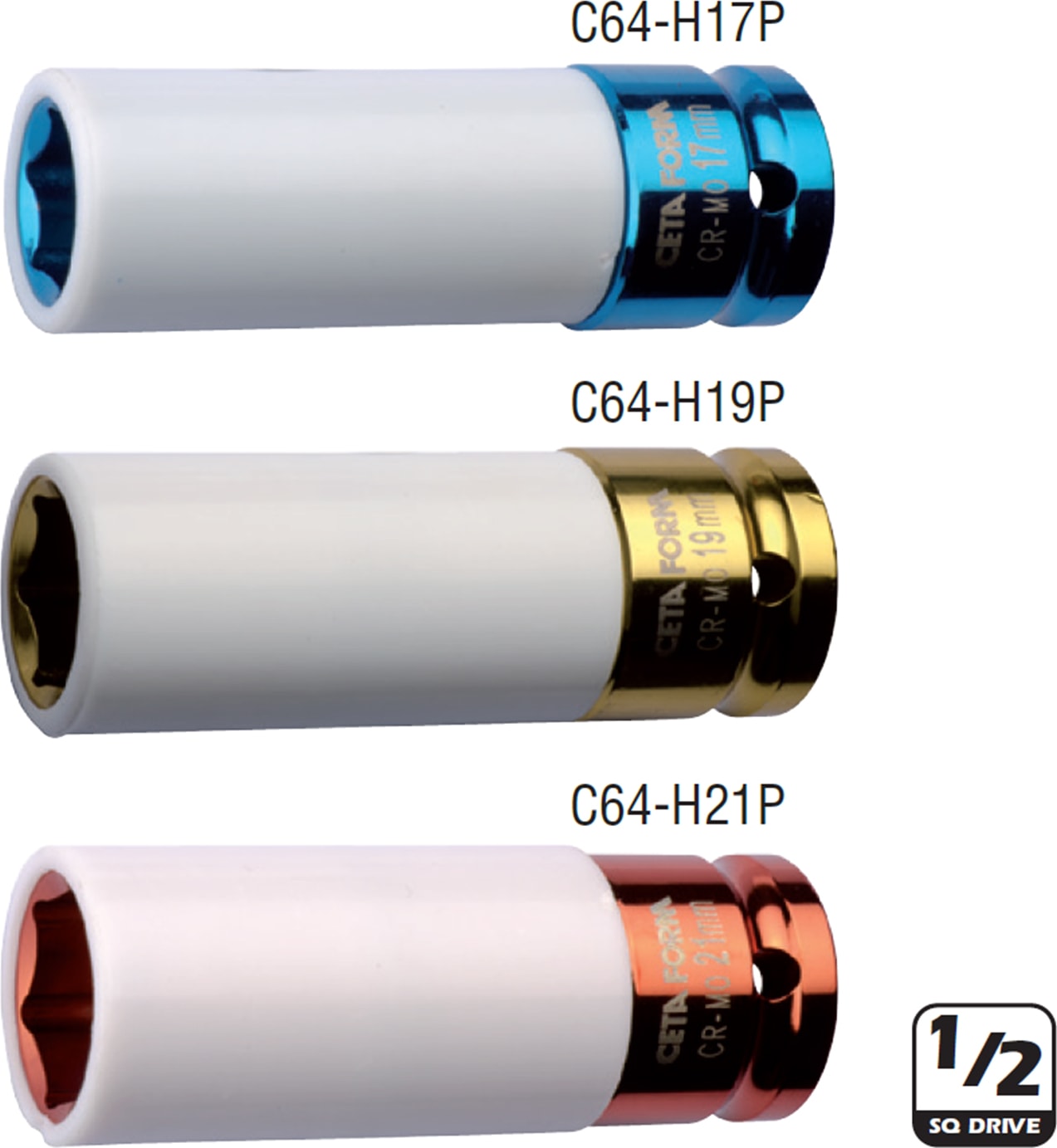 C64-H19P 19Mm 1/2” Derin Havalı Lokma Anahtar (Plastik Korumalı)