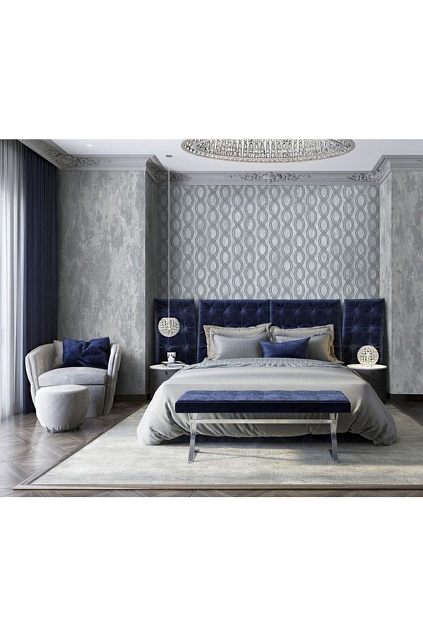 Seven 7808-2 Oval Geometrik Desenli Gri Duvar Kağıdı 16,50 M2