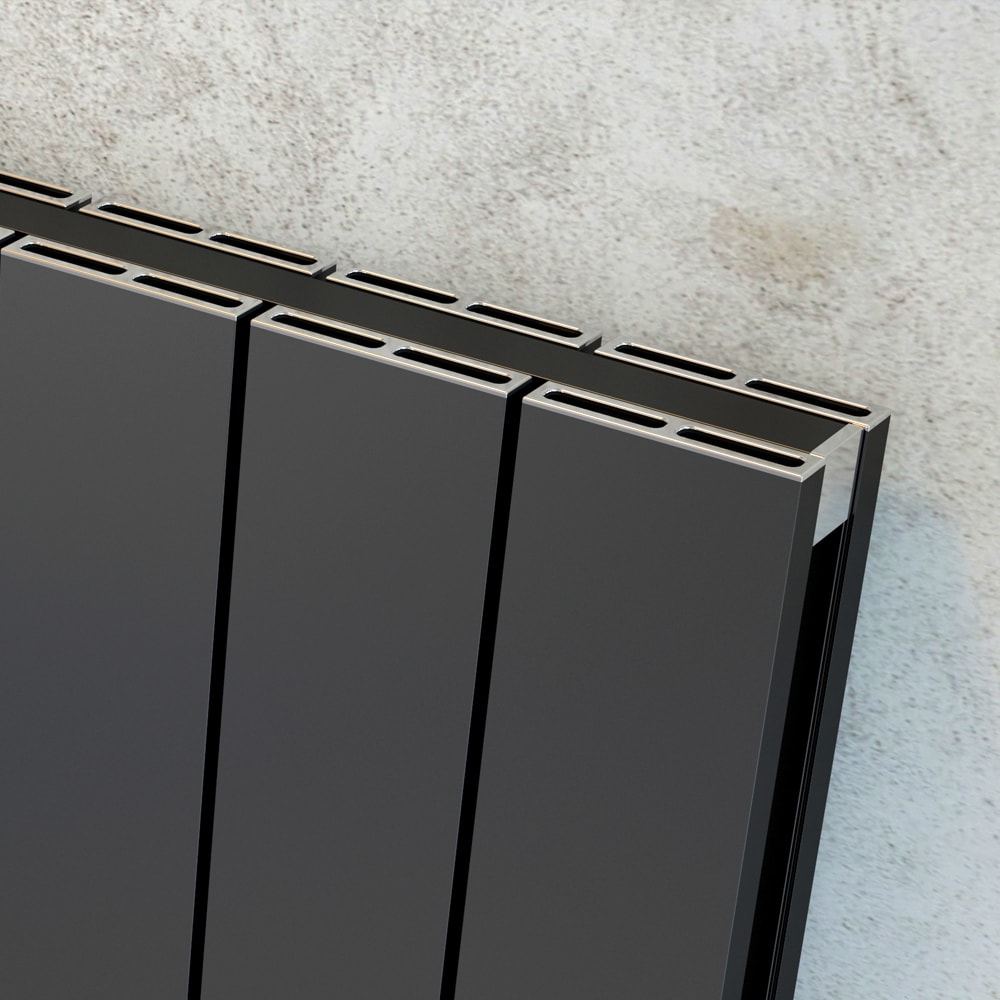 Kalsedon Double Çift Panel Alüminyum Dekoratif Dikey Radyatör 600x470 mm – 5 Dilim | 675 W Yüksek Isıl Güç (2761 BTU/h) | Dokulu Antrasit Gri