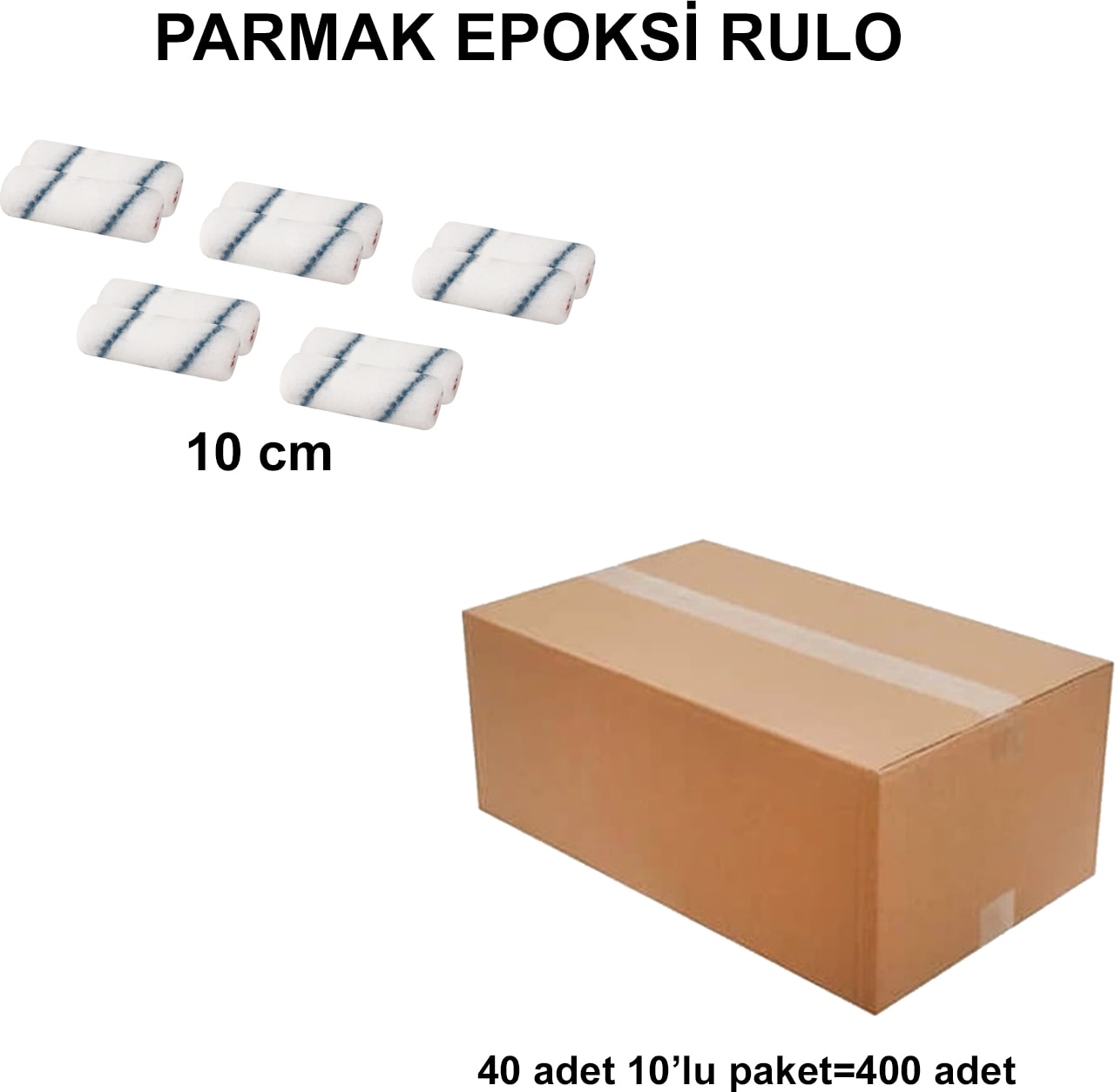 Izmir Fırça Arge Toptan Parmak Epoksi Rulo Yedek 10 cm (10'LU)-400 Adet 013094