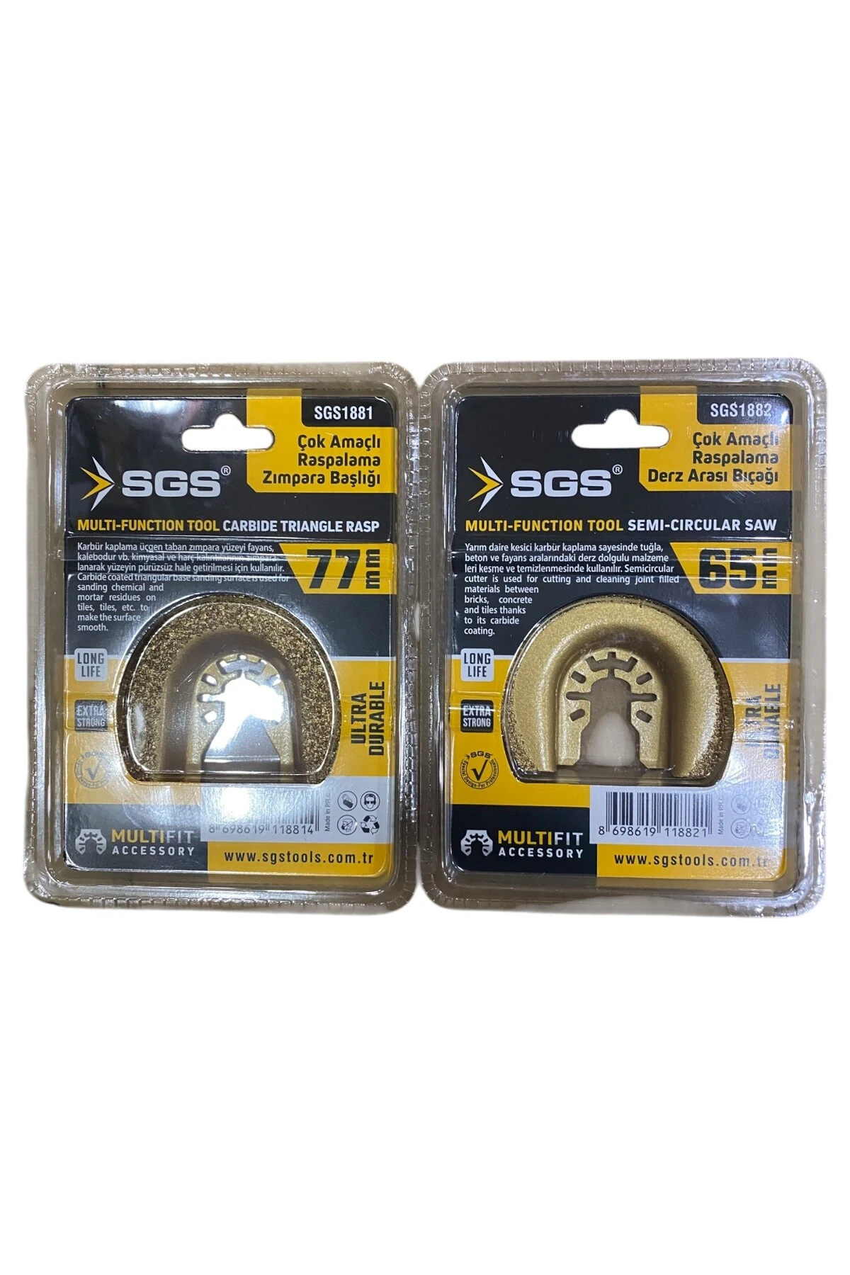sgs Kesici ve Raspalama derz arası temizleme ve zımpara başlığı 2 li set  karbür 65mm ve 77mm