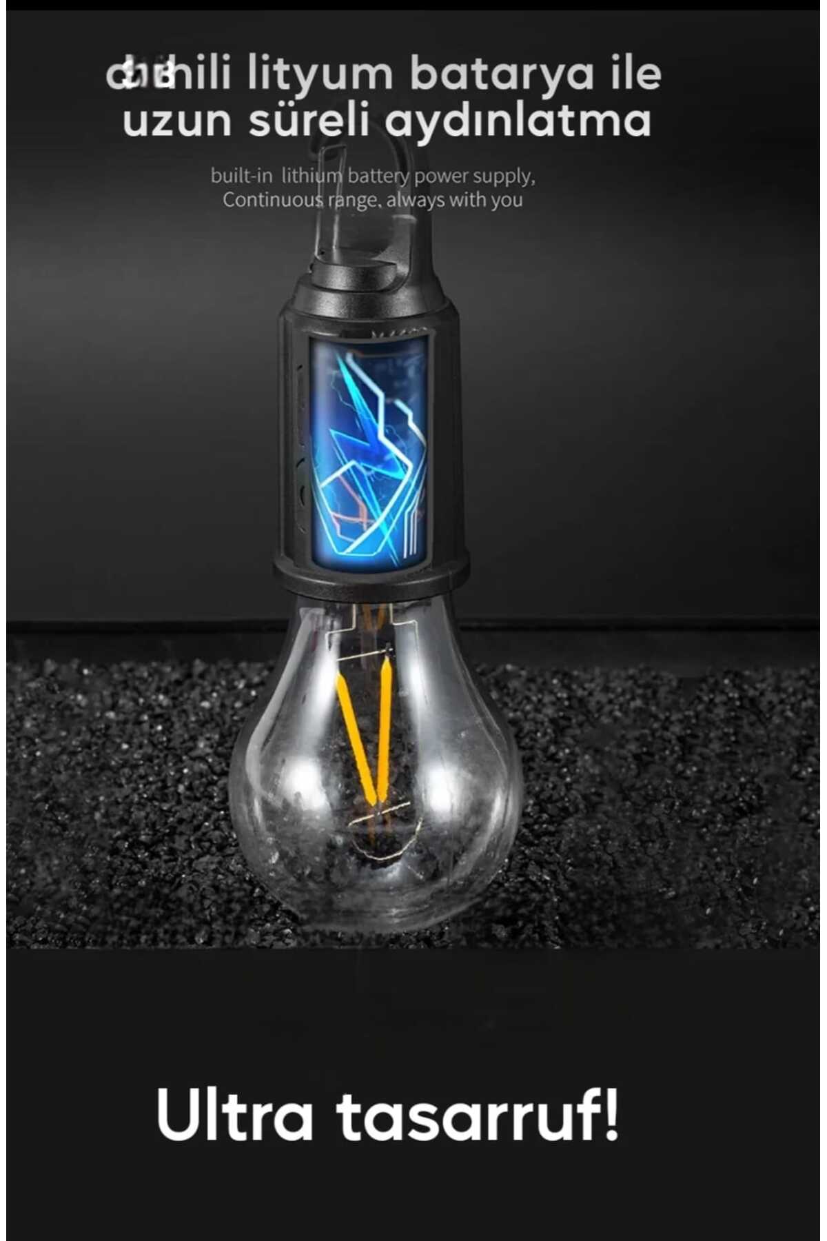 Taşınabilir Solar USB Şarjlı Led Ampül Outdoor Kamp Bahçe Lambası Askılı Kırılmaz Led Işık Kumandalı