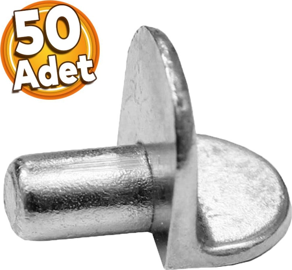 Raf Pimi Düz Nikel Cam Ahşap Metal Raf Tutucu Çivisi Mobilya Dolap Pimi Metal (50 Adet)