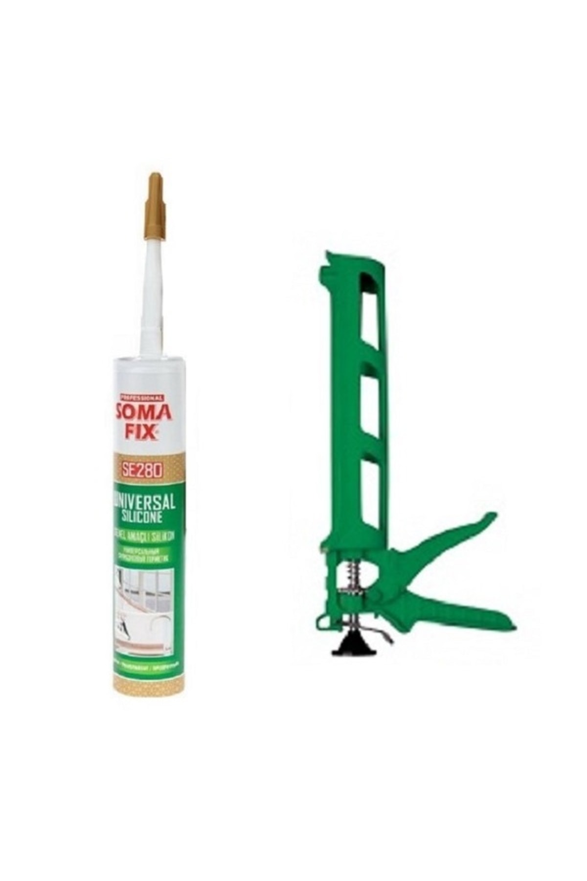 Fermfix Genel Amaçlı Şeffaf Silikon Ve Silikon Mastik Tabancası Seti