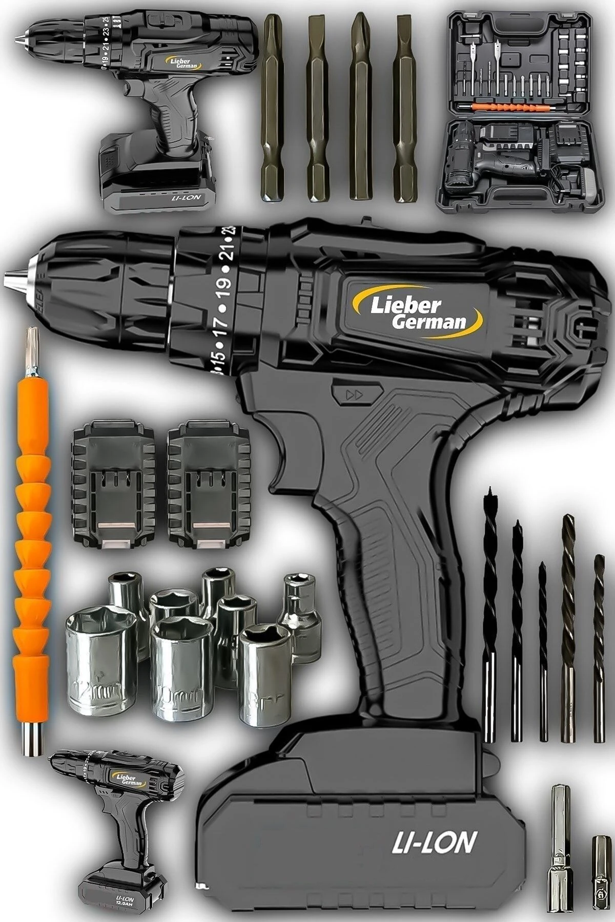 Alman Speed-x Çelik Şanzuman Bakır Sargılı 2akülü Vidalama Darbeli Matkap Şarjlı Matkap