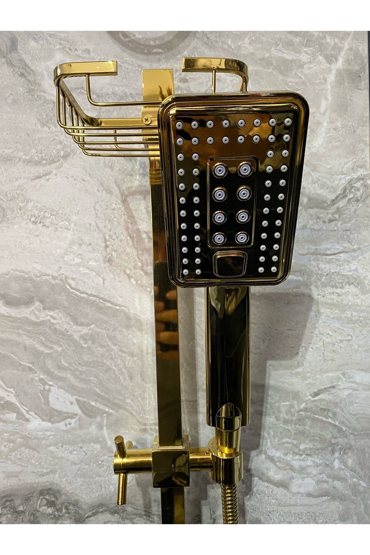 Parlak Gold Altın Premium Duş Seti Altın Duş Başlığı Altın Duş Seti Gold Banyo Seti