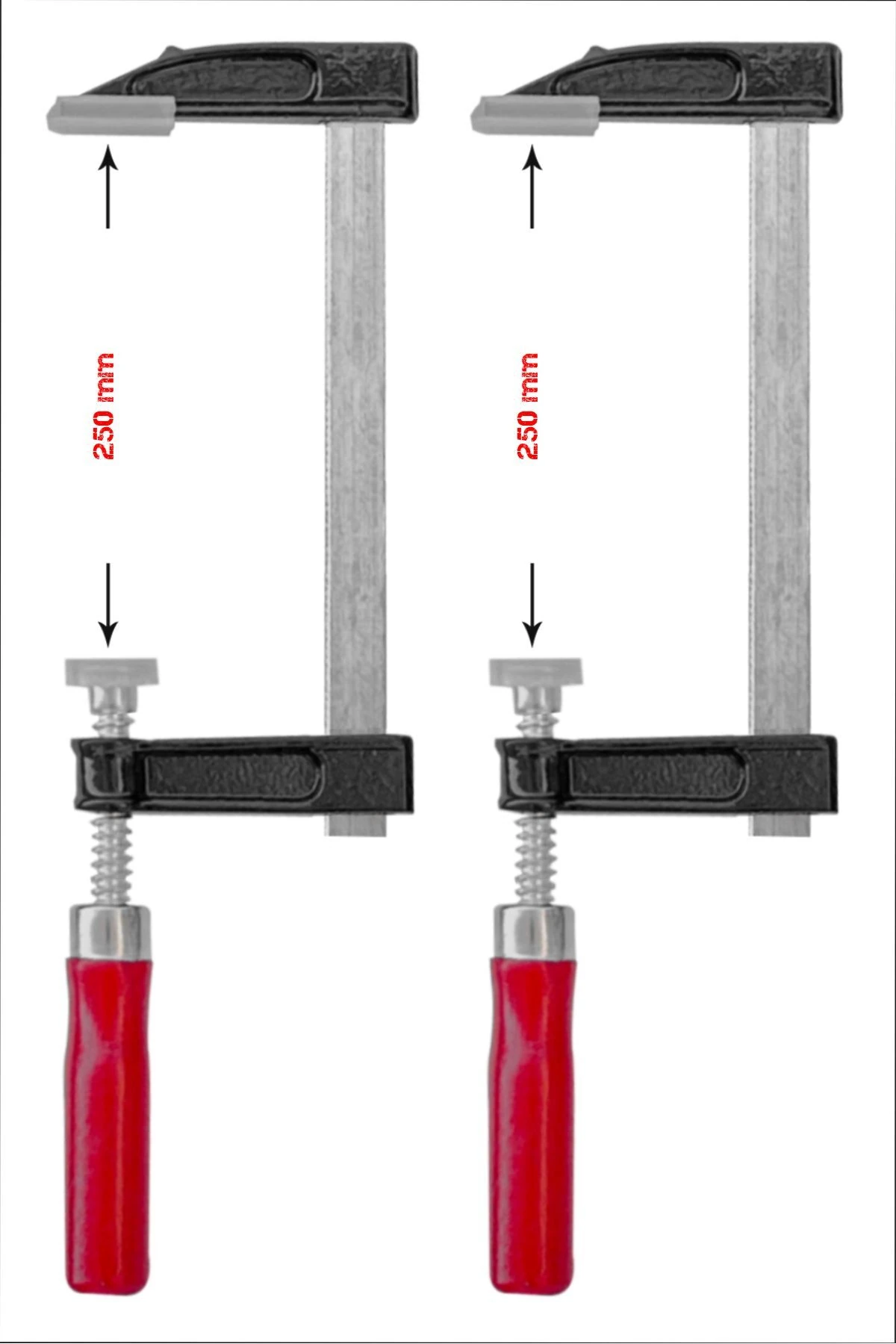 2 Adet Çelik F Tipi Mobilyacı Işkencesi 50x250mm Ile 50x250 mm Marangoz F Kelepçesi