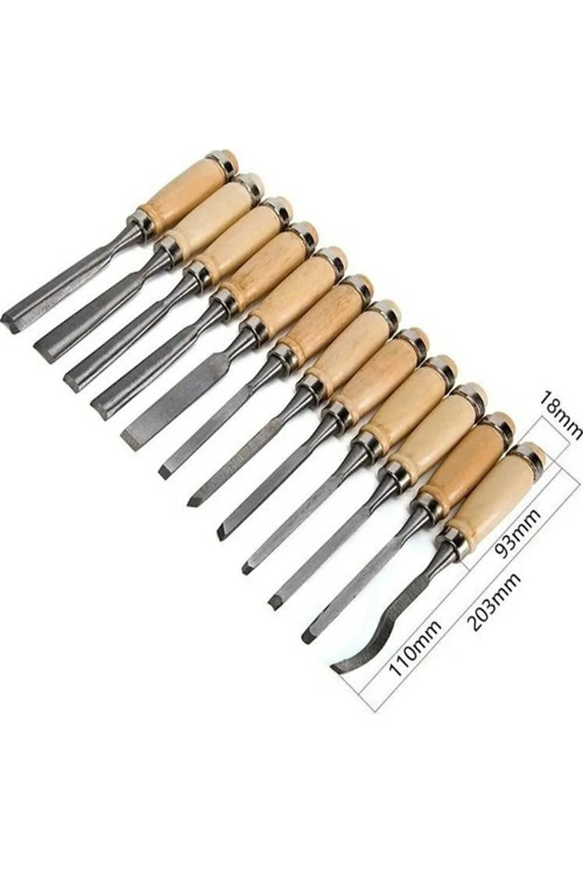 12 Parça Profesyonel Iskarpela Ahşap Saplı Oyma Seti Özel Çantalı 12parçaiskarpela Marangoz