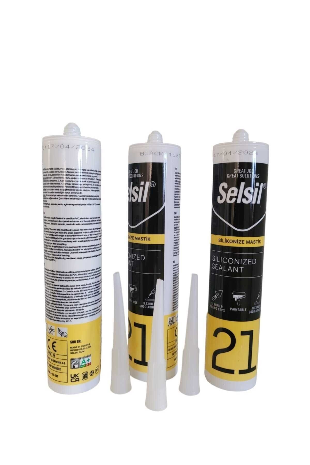 Siyah Silikonize Akrilik Mastik 500 Gr ( 3 Adet )