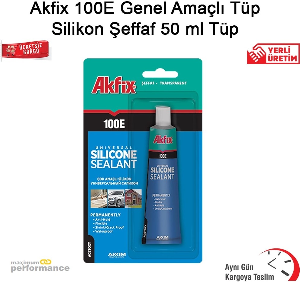 100E Genel Amaçlı Tüp Silikon Şeffaf 50 ml Tüp