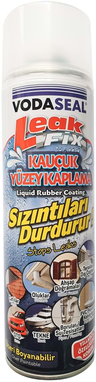 Leak Fix Kauçuk Yüzey Kaplama Su Yalıtım Spreyi Şeffaf 396 Gr