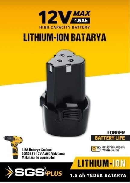 SGS 5137 Profesyonel Akülü Vidalama Yedek Batarya 12 Volt (1.5AH)