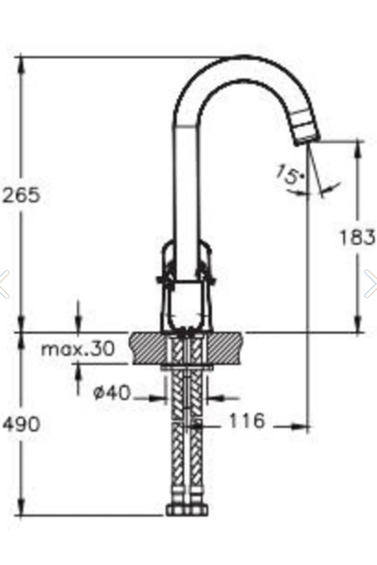 Marin S A42458 Döner Borulu Lavabo Bataryası, Krom