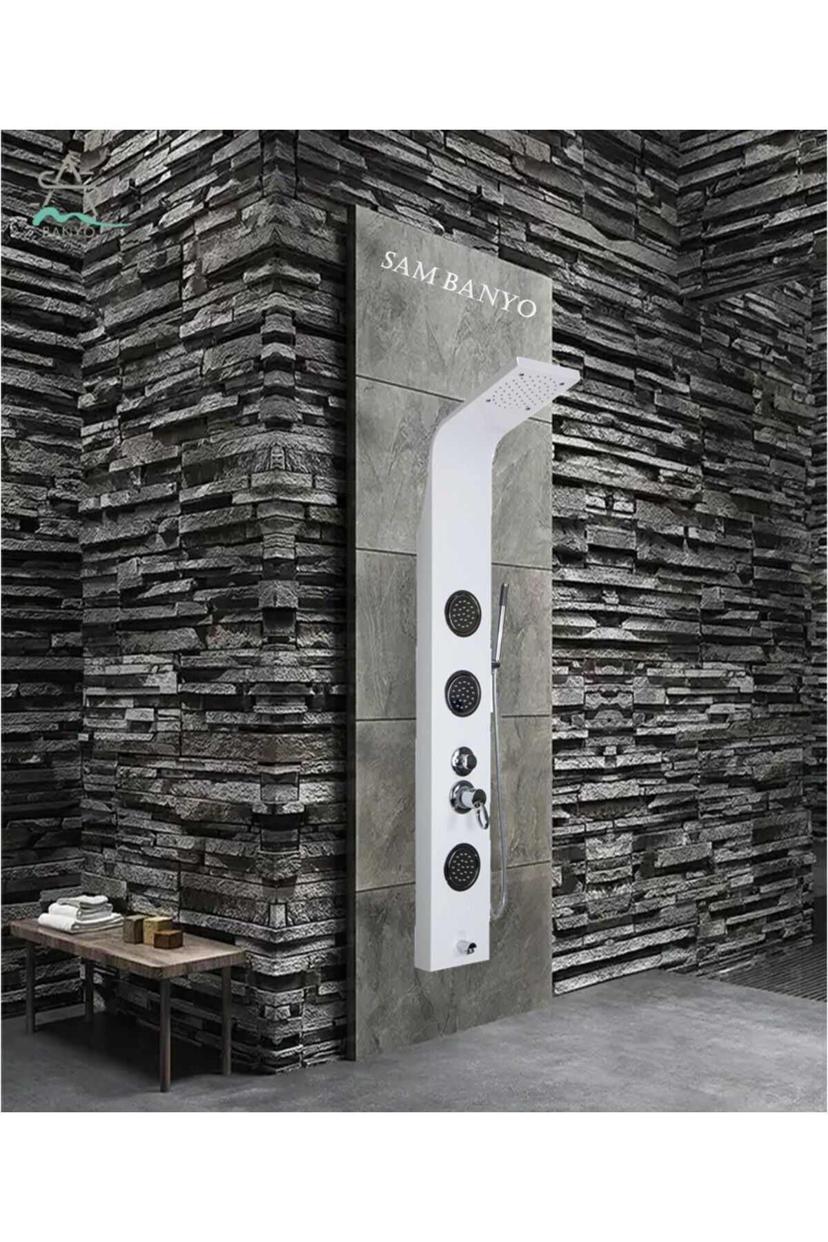 Sam Camel Beyaz Masajlı Duş Paneli, Robot Duş, Duş Kolonu, Duş Fiskiyesi