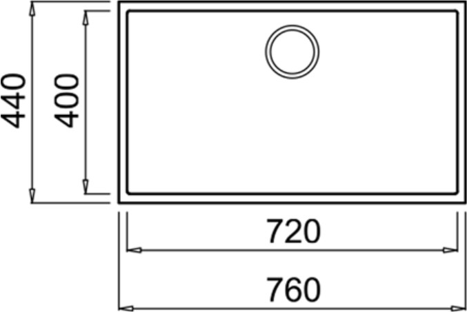 SQUARE 72.40 TG BLACK Tezgahaltı Granit Eviye Siyah 72 cm 115230015