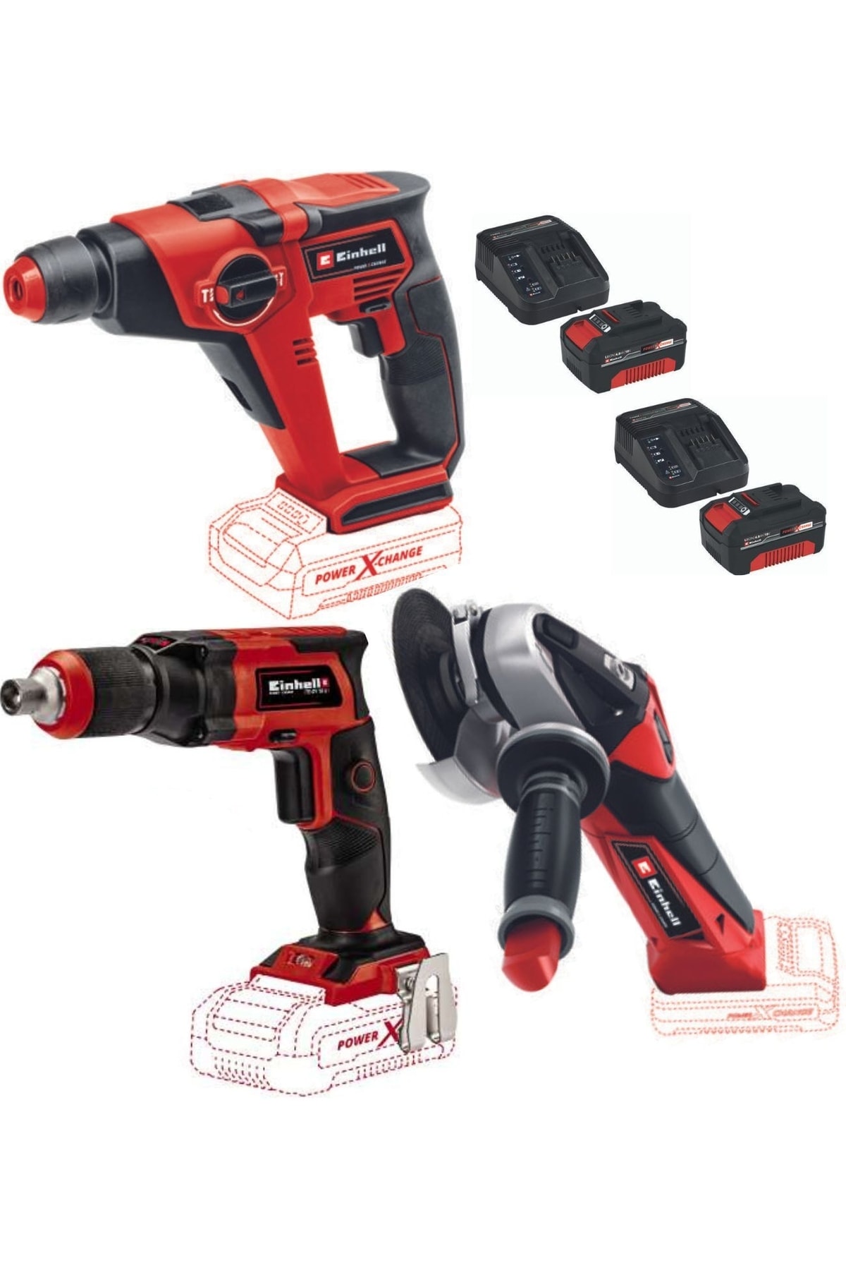 Te-hd 18/12 Matkap Te-ag 18/115 Avuç Taşlama Te-dy 18 Li Alçıpan Vidalama 2x4.0ah Akülü Set