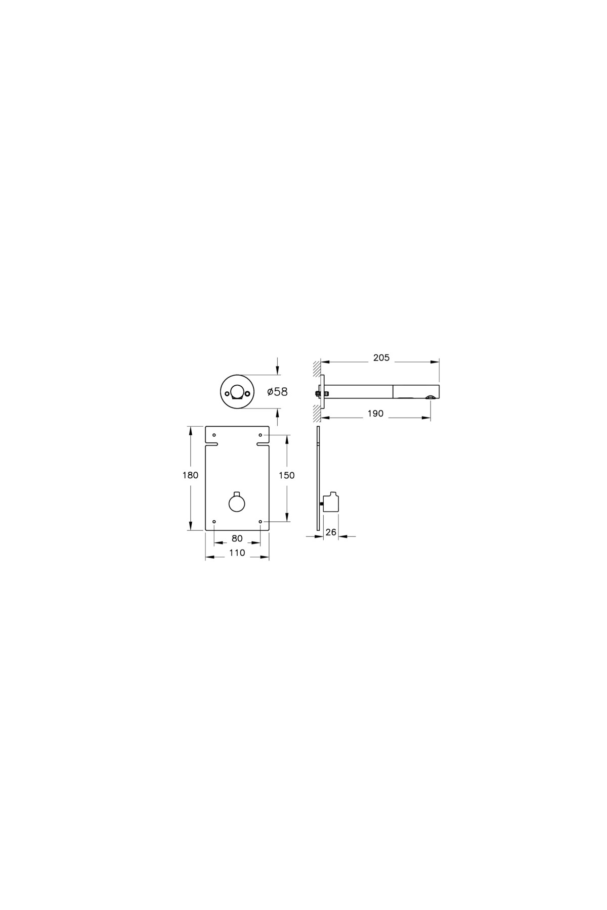 Origin A47111 Ankastre Uzun Temassız Lavabo Bataryası, Sıva Üstü, Krom