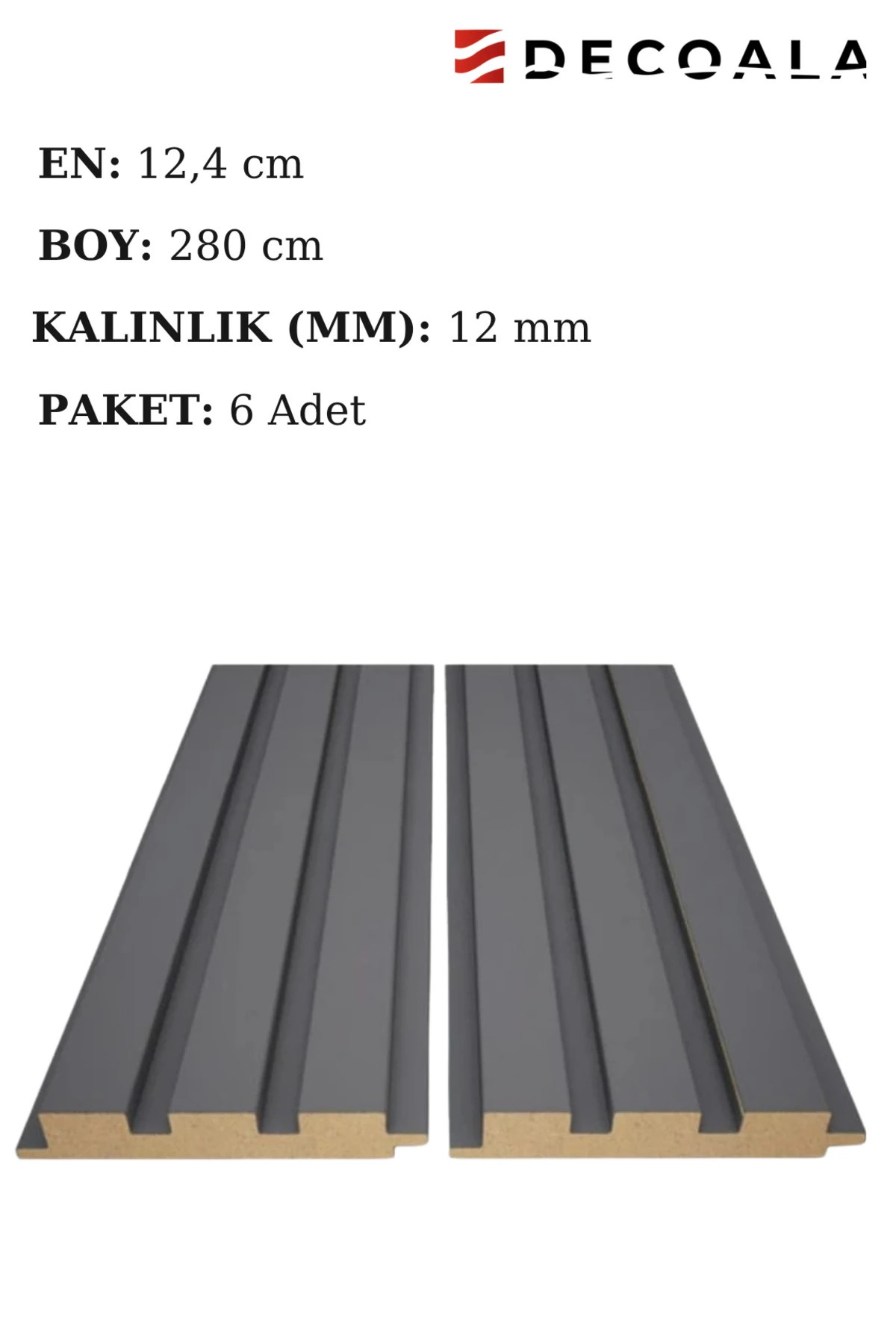 MDF Tavan & Duvar Lambri Seti (10 Adet) 12x280 cm Haki Gri Ahşap Görünümlü Dekoratif Kaplama Paneli