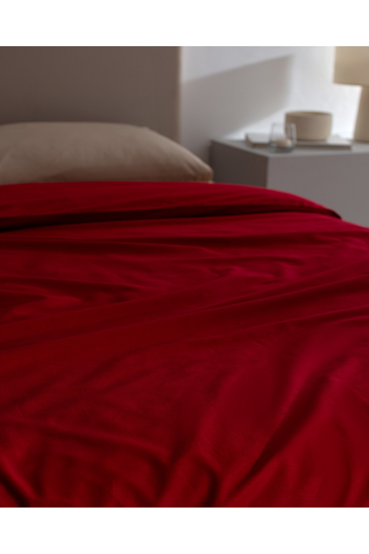 Manon King Size %100 Pamuk Ranforce Düz Nevresim - Kırmızı