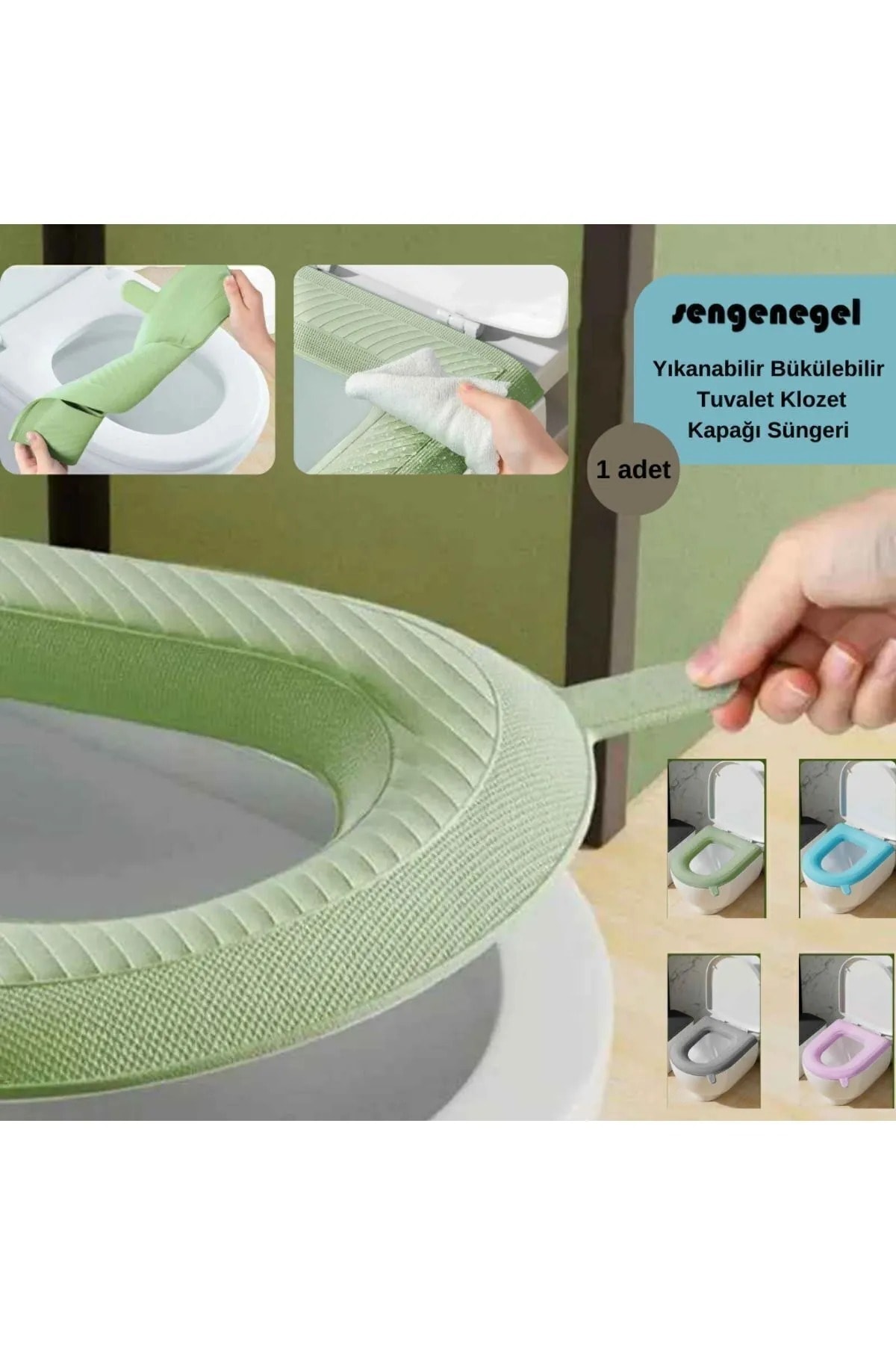 Yıkanabilir Klozet Kapağı Süngeri–Su Geçirmez,Bükülebilir ve Pratik Tuvalet Kılıfı (Kalınlık 0.4 cm)