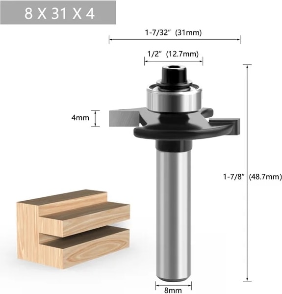 8X31X4 1 Adet 8mm Shank T-Yerleştirme Bisküvi Ortak Yuvası Kesici Birleştirme Planya Yönlendirici Bit Rulman ile Freze Kesicisi Ağaç Işleme Için (Yurt Dışından)