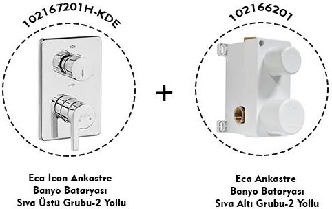 Icon Ankastre Banyo Bataryası 2 Parça Set / 2 Yollu (102167201H-KDE+102166201)