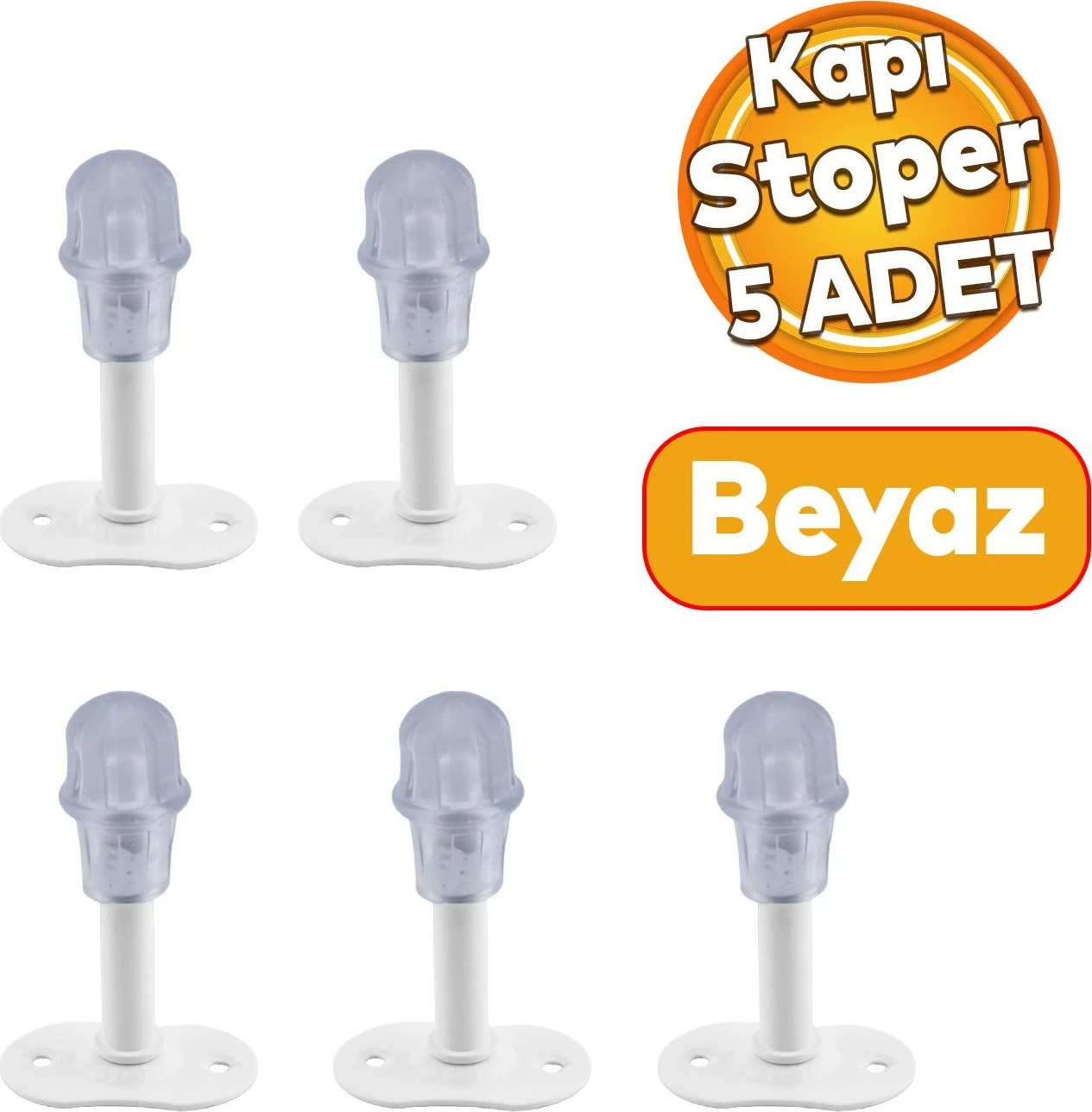 5 Adet Mobilya Kapı Arkası Kolu Stoperi Tamponu Metal Beyaz 8 Cm Stopu Durdurucusu Tutucu Tutacağı
