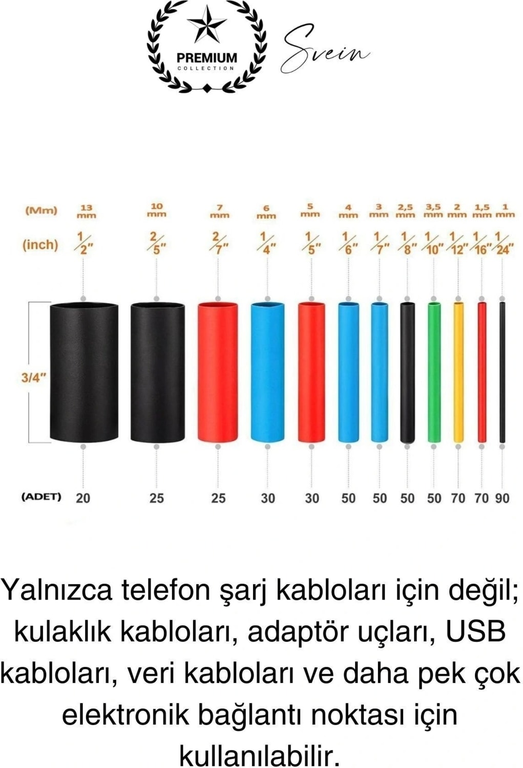 560 Parça Makaron Seti Kutulu Kablo Birleştirme Koruyucu Yalıtım Sıcaklıkla Daralan Tamirat Kaplama