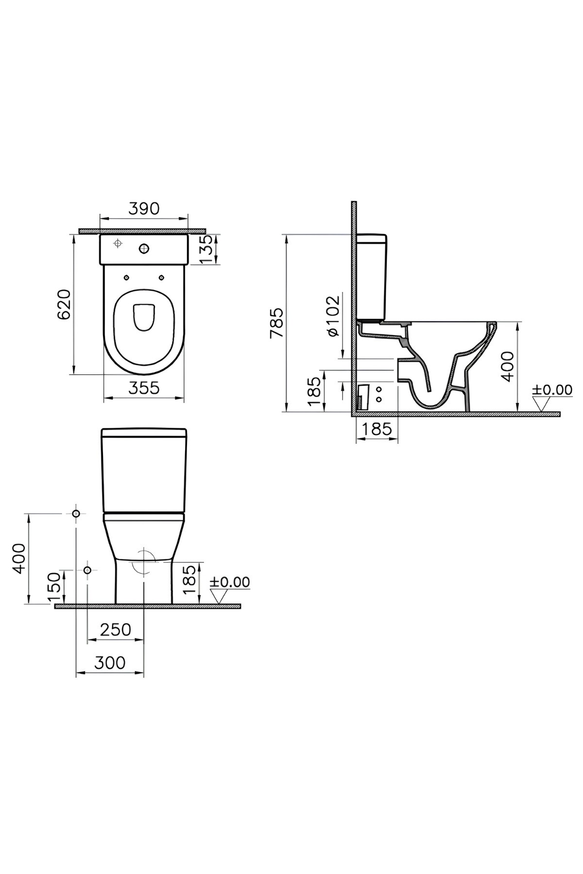 Integra Rim-Ex Duvara Sıfır Klozet Takım 7043L003-0092,Vitra Yavaş Kapak 121-003-909