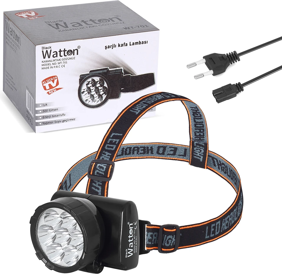 7 Ledli Şarjlı Baret Kafa Lambası Watton WT-701