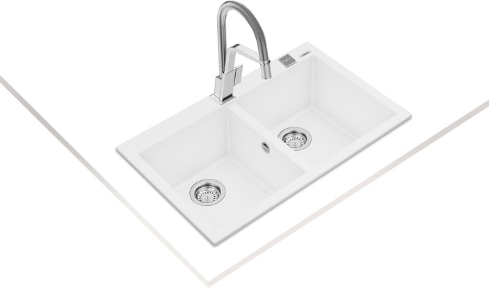 FORSQUARE 790 TG ARTIC WHITE Ankastre Kumanda Sifonlu Granit Eviye Beyaz 79 cm 115260018