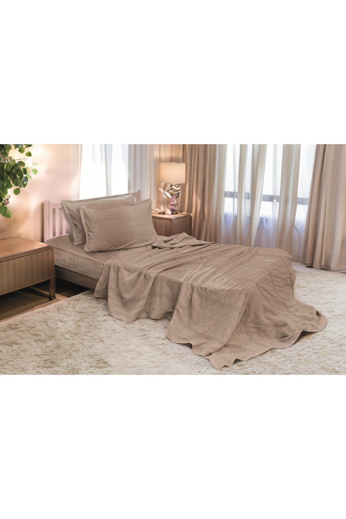 RİVER 3 PARÇA TEK KİŞİLİK PİKE 170x230 cm, FITTD. ÇARŞAF , YASTIK KILIFI TAKIMI %100 PAMUK