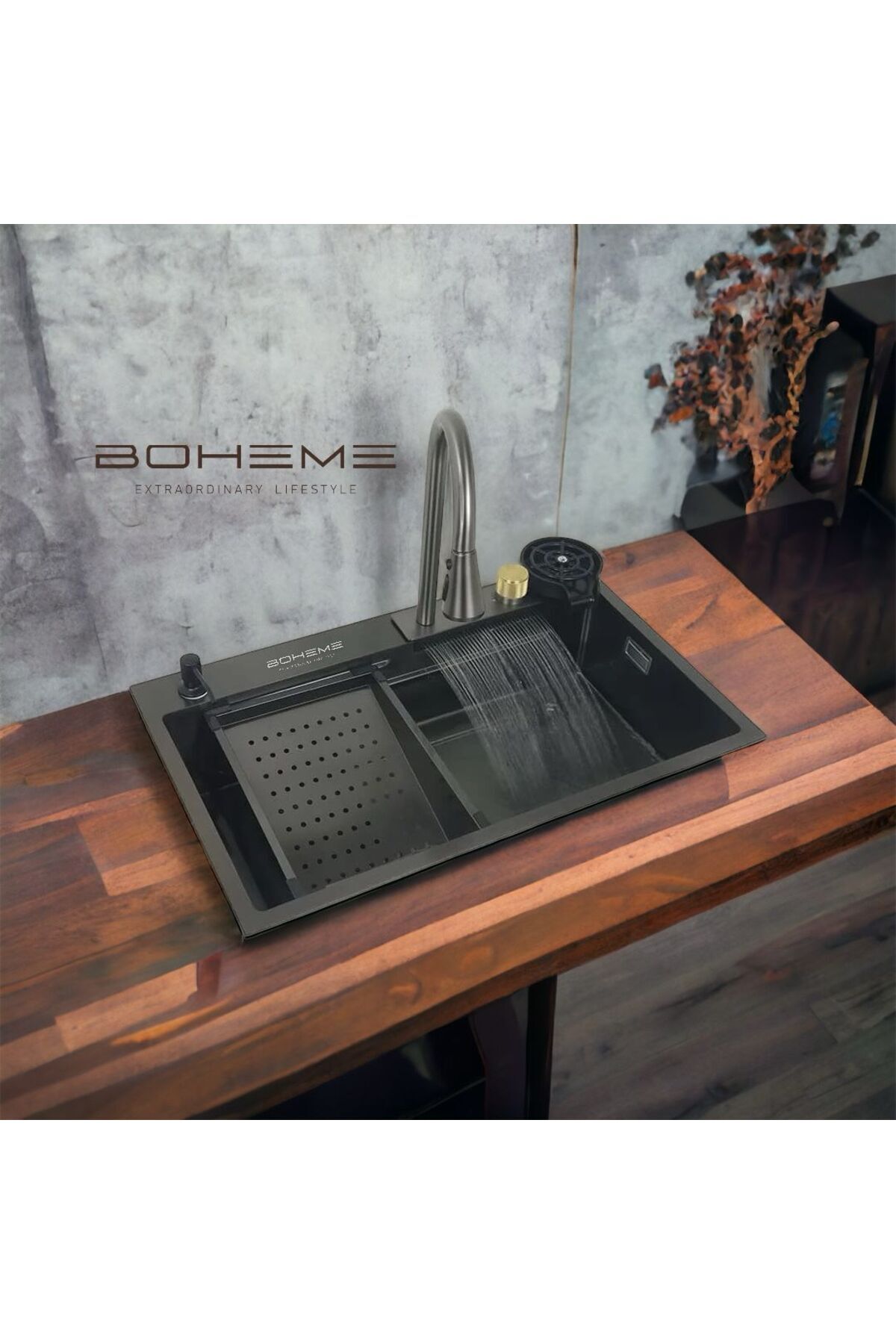 Teknolojik Eviye Seti Şelale, Çelik Batarya Mutfak Evyesi 3 Fonksiyonlu Bataryası Dahil