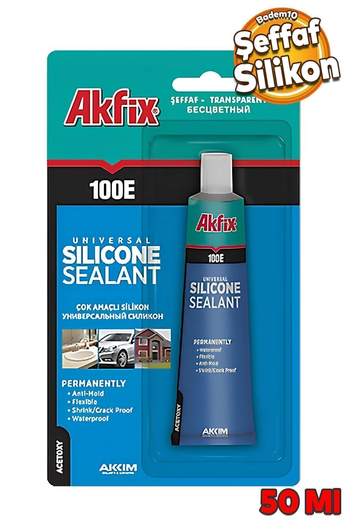 100e Genel Amaçlı Sızdırmaz Silikon Tüp Şeffaf 50 Ml