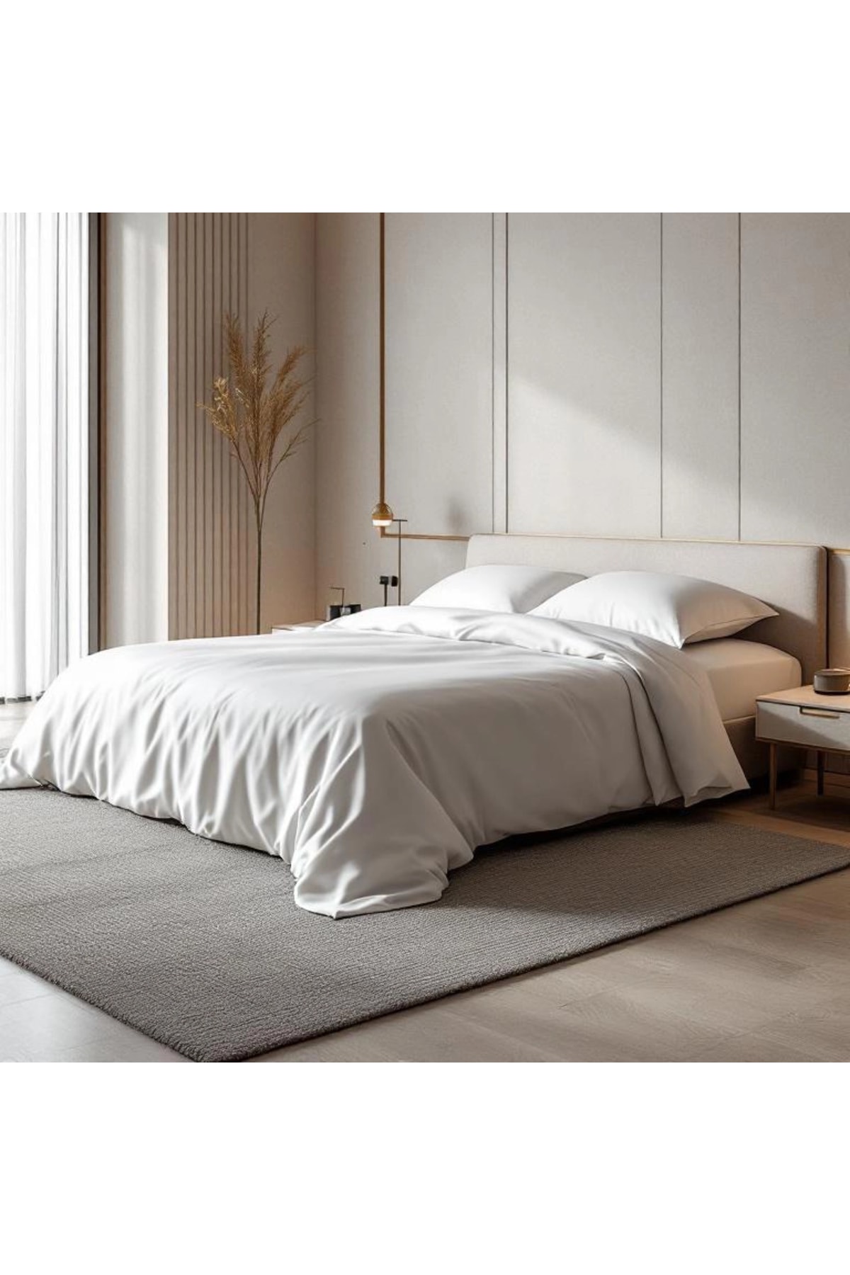 Soho 200 TC Pamuk Perkal King Size Nevresim Beyaz