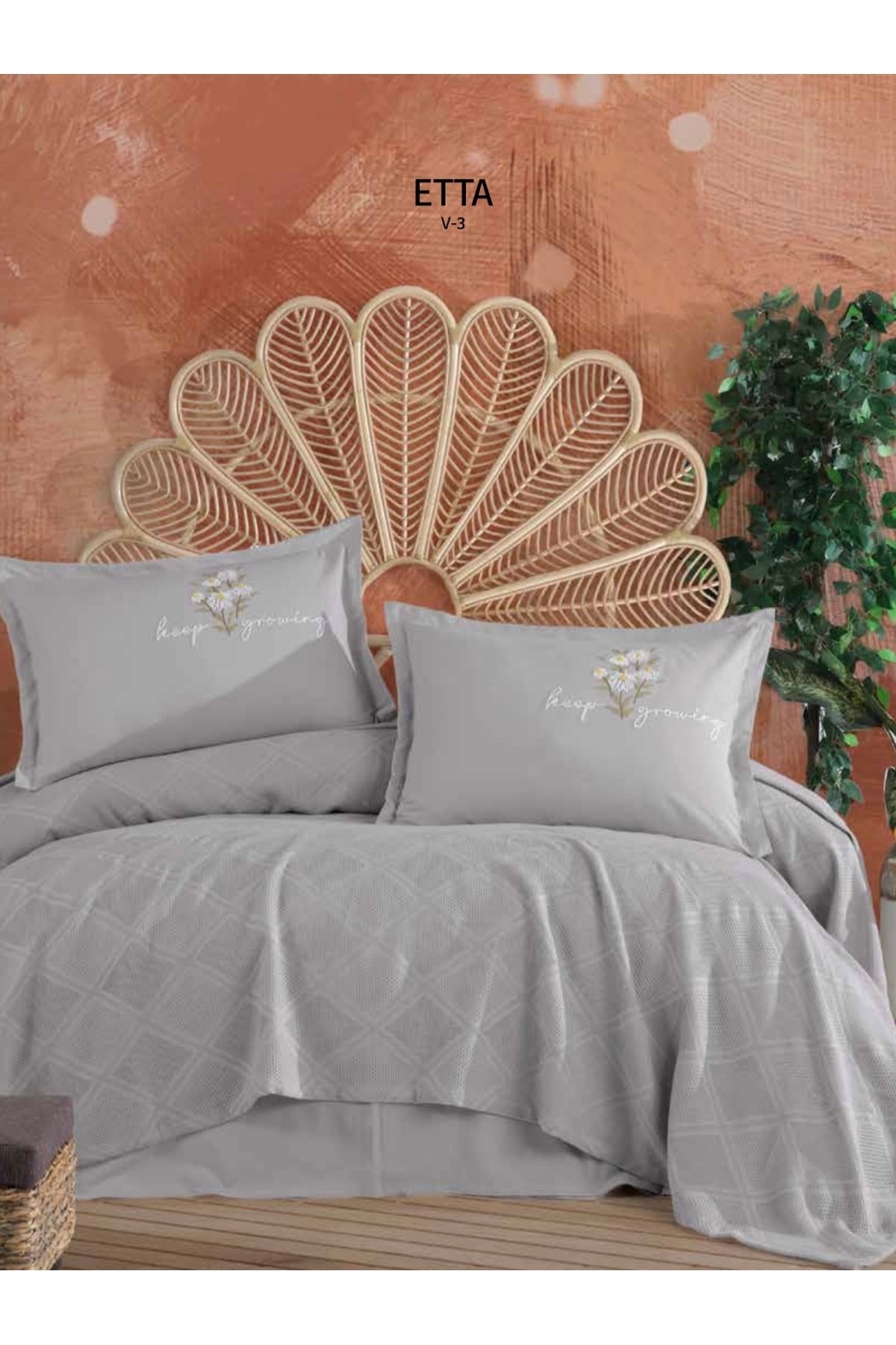 Butik Çift Kişilik Nakış Detaylı Pike Takımı