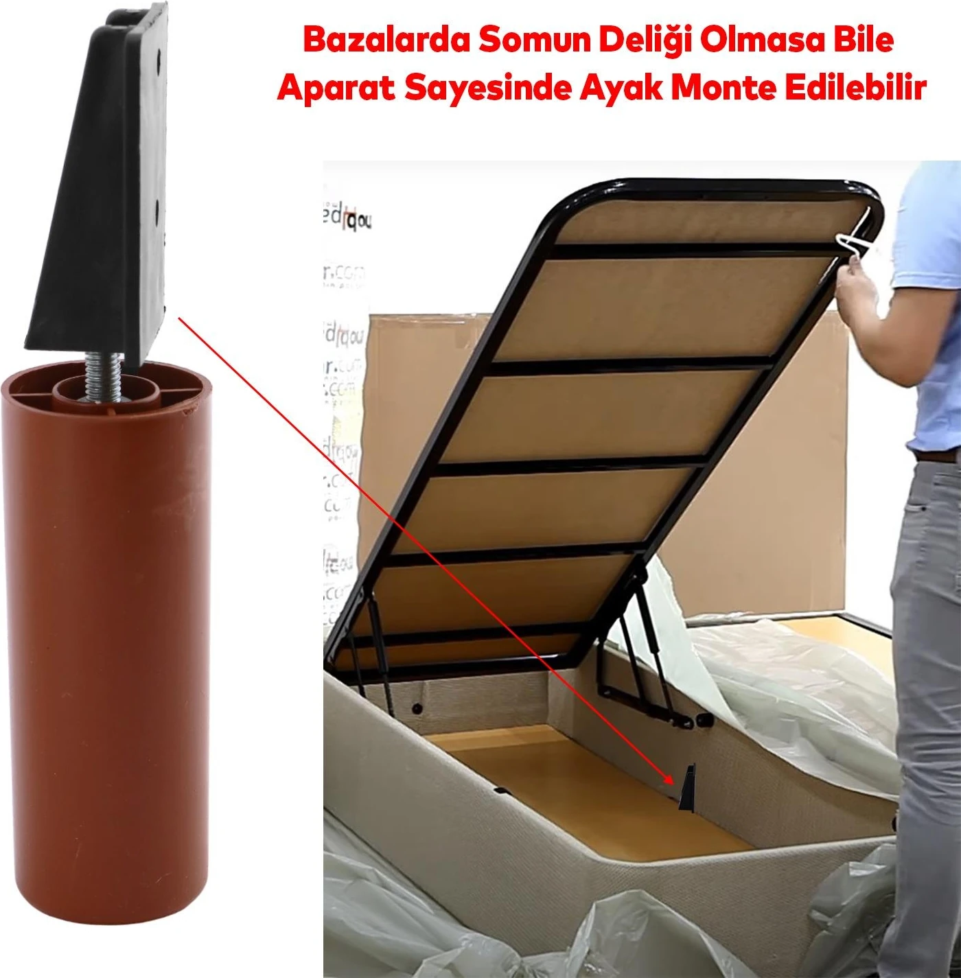 Mobilya Kanepe Baza Sehpa Gizli Montaj Ayağı Plastik Bağlantı Aparatı M8 Civatalı Tabanı 4 Adet