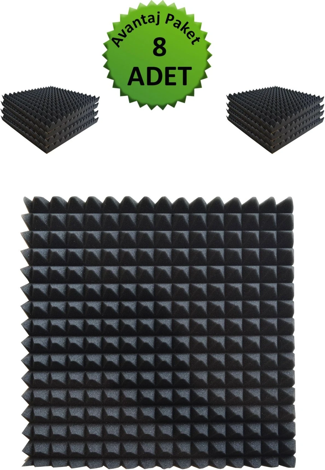 Akustik Yapışkanlı Ses Yalıtım Süngeri 50 x 50 x 4 Piramit Kesim/8 Adet