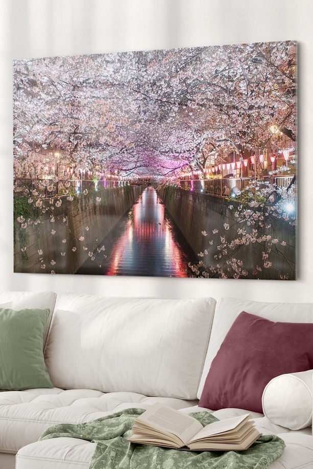 Pembe Kiraz Ağaç | Doğa Temalı Cam Tablo | 50x70 Cm