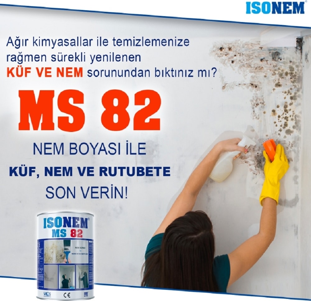 Ms 82 Nem ve Rutubet Küf Boyası + Izmir Fırça Epoksi Rulo 10 cm + 2.5 No Fırça + 3 cm Maskeleme Bandı + Temizlik Bezi