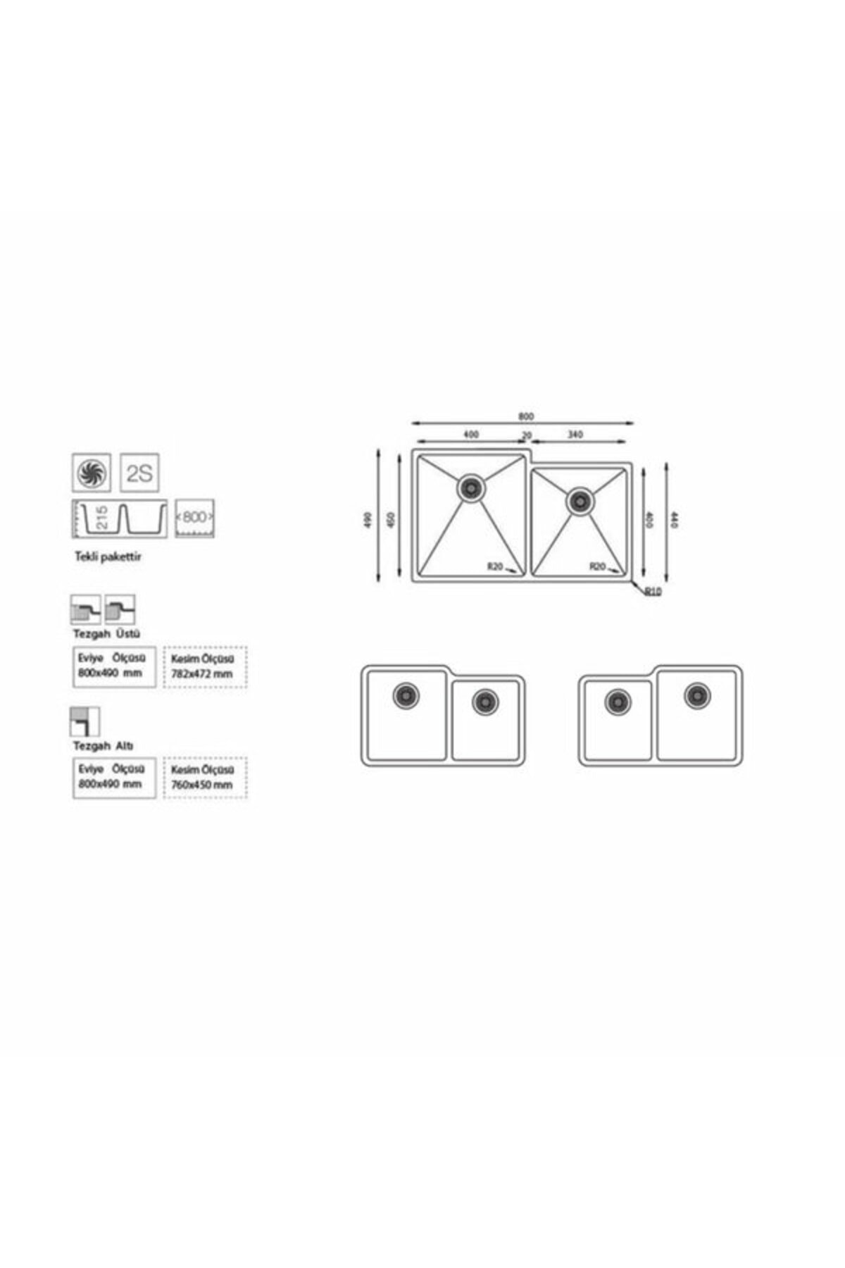 Ukınox Evye Me 400.60.40 U5pl.Gt Polısajlı Küçük Göz Solda