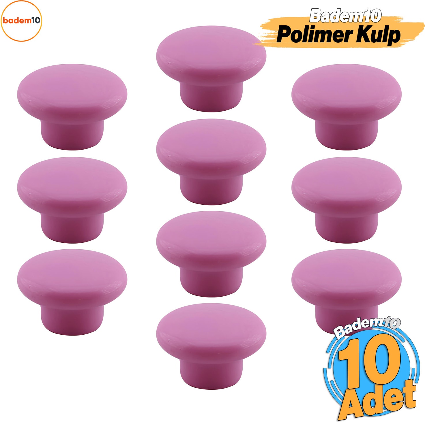 Bohem Pembe Mantar Kulp Düğme 10 Adet Çekmece Mutfak Mobilya Dolabı Dolap Kulpu Kulbu Plastik Kulp