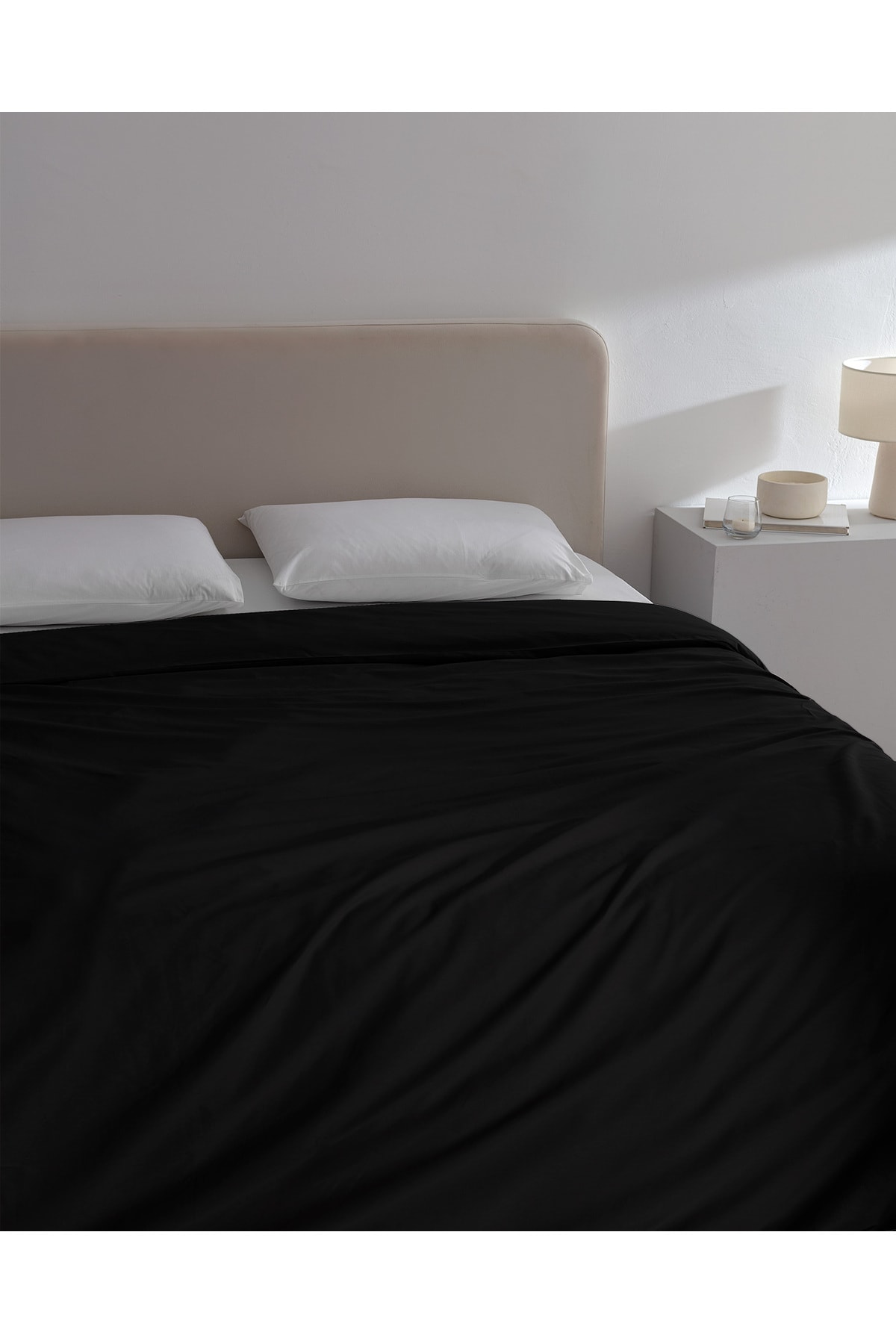 Manon King Size %100 Pamuk Ranforce Düz Nevresim - Siyah