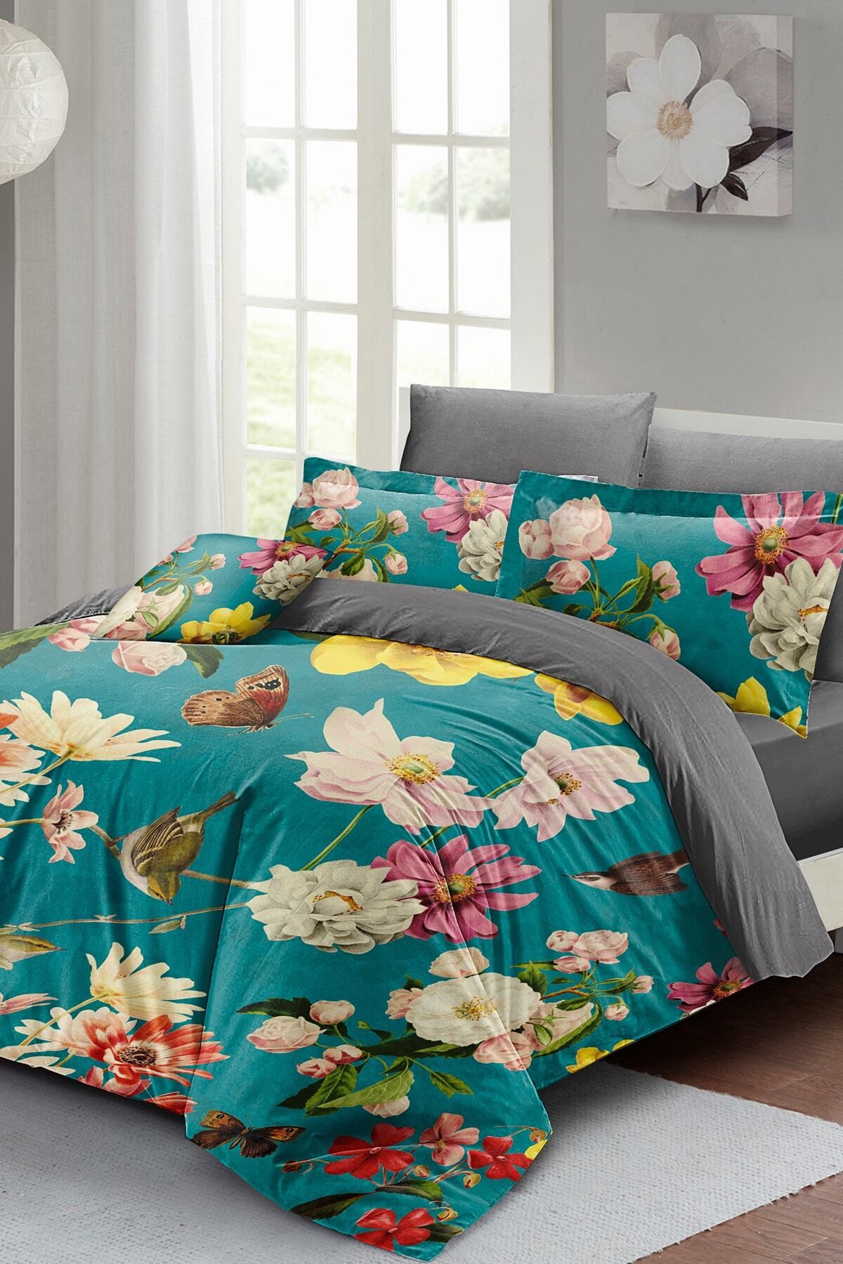 Kıng Sıze Rose Mix Çift Kişilik Nevresim Takımı 3d Pamuk Saten 220x240cm