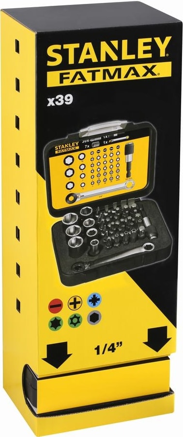 1-13-907 Fatmax 39'lu ¼ Bits + Lokma Seti Manyetik Tutucu ve Cırcır Kollu