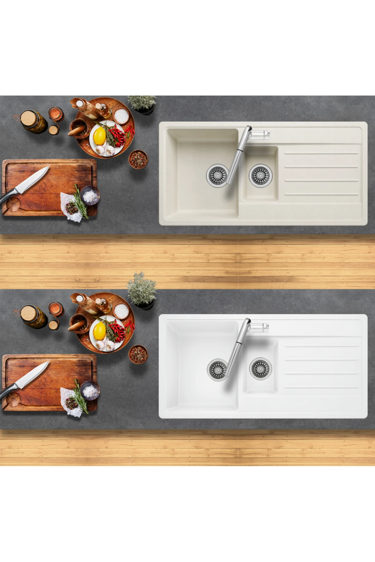 Granit Evye Fors Series BEIGE - Krem - BEJ (1.5 GÖZ) (100X50)