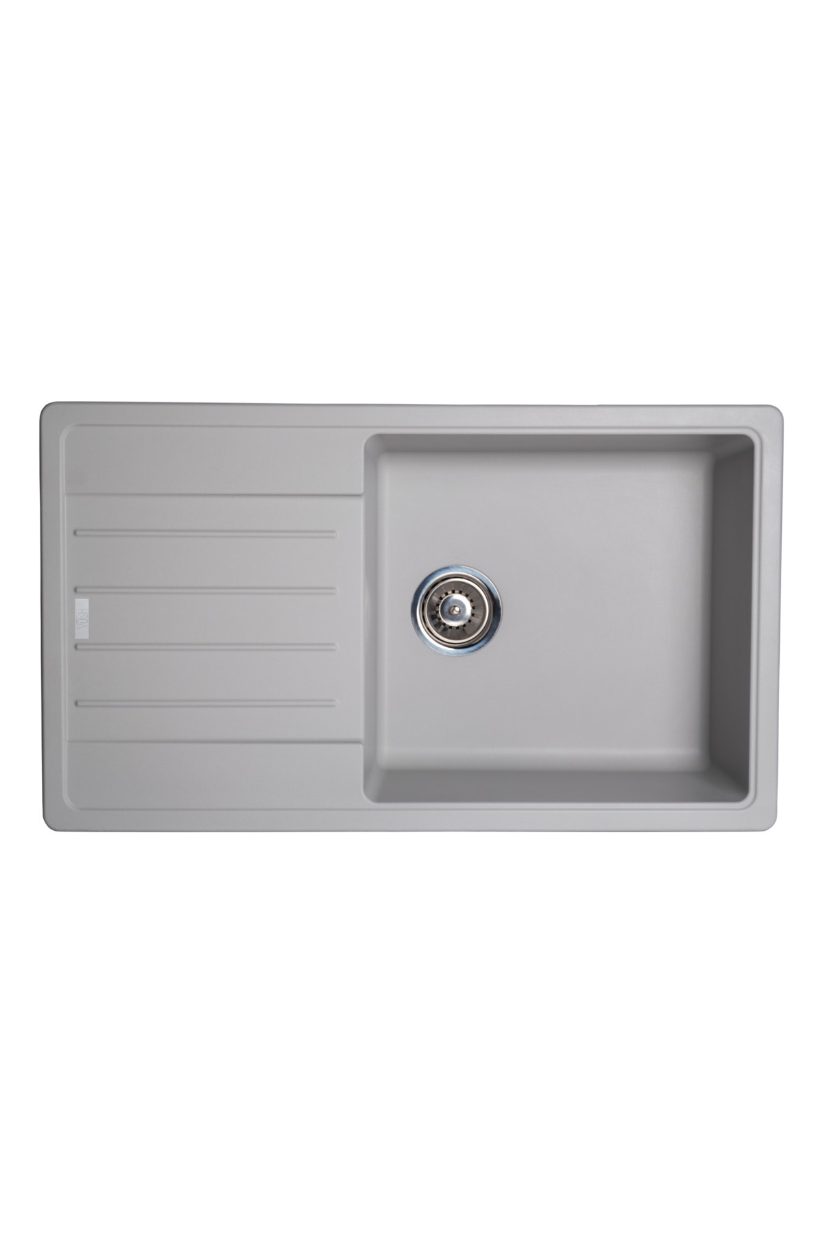 Granit Evye Açık Gri Tek Gözlü Mutfak Evyesi Geniş Hazneli 86 X 50 Cm