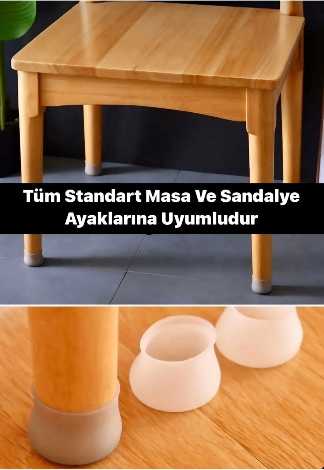 8’li Silikon Masa Sandalye Ayak Koruyucu - Parke & Seramik Çizilmez, Kaymaz Koruma Aparatı