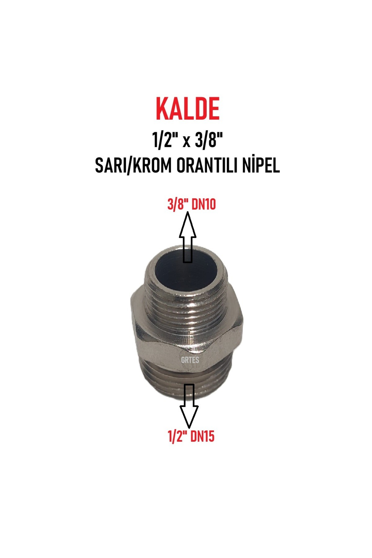1/2" x 3/8" Sarı/Krom Orantılı Nipel - Proportional Nipple